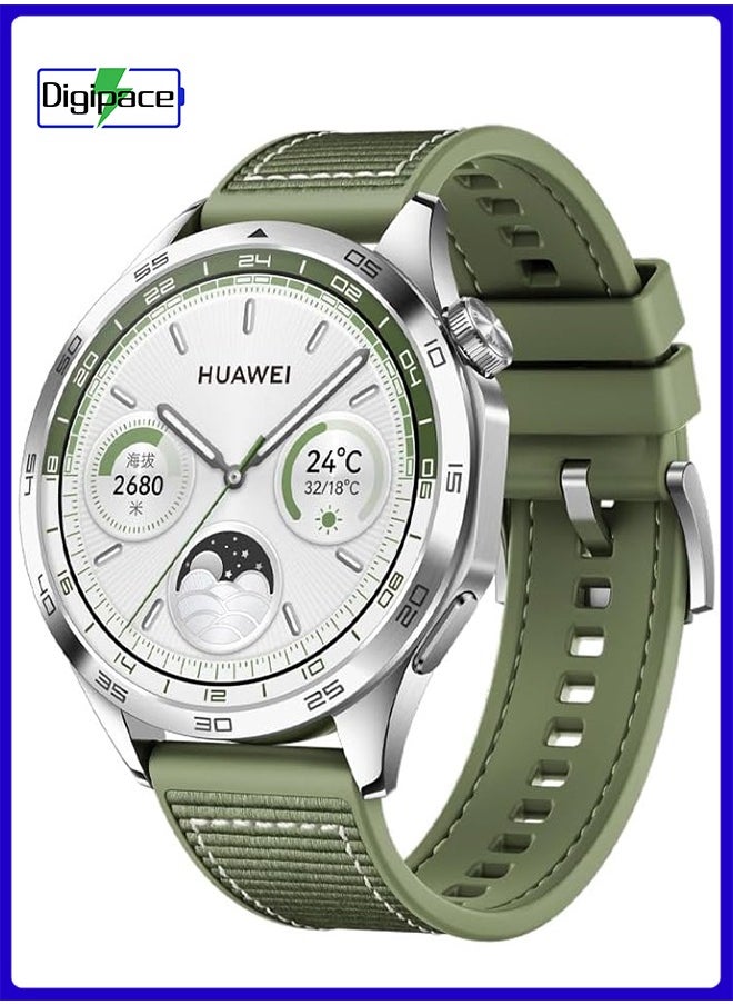 Digipace Smart Watch Band Compatible with Huawei Watch Gt4 46mm 22mm Replacement Silicone Nylon Strap Adjustable Green  - Image 1