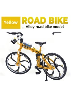 Generic Special 1:10 Alloy Bicycle Model Simulation Station Wagon Mini Stunt Car Ornaments Collection Toys-Color:No. 3 Folding Mountain Bike Yellow [e-commerce Box] 20*6*14  - Image 1
