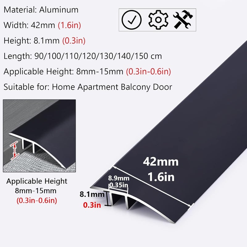 Floor Transition Strip Flooring Edge Trim, Carpet to Tile, Modern Floor Edging Trim Easy to Install, Threshold Reducer with Snap Track, Suitable for Height Less Than 15 mm ( Color : B , Size : Length - Image 3