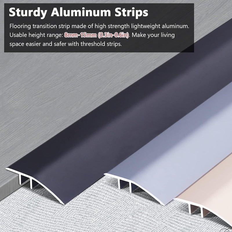Floor Transition Strip Flooring Edge Trim, Carpet to Tile, Modern Floor Edging Trim Easy to Install, Threshold Reducer with Snap Track, Suitable for Height Less Than 15 mm ( Color : B , Size : Length - Image 5