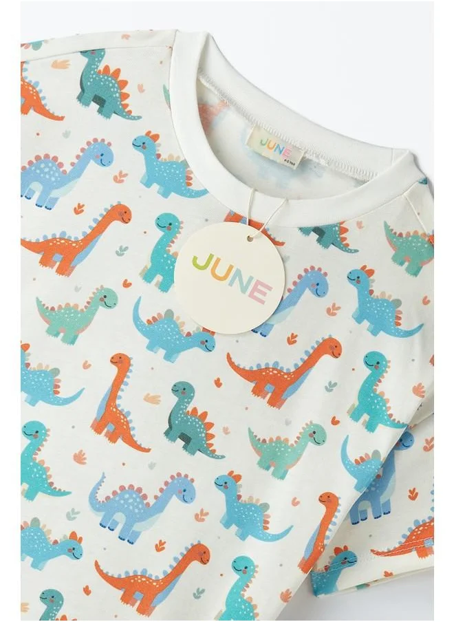 JUNE June Girl Printed Short-Tshirt Set Ecru