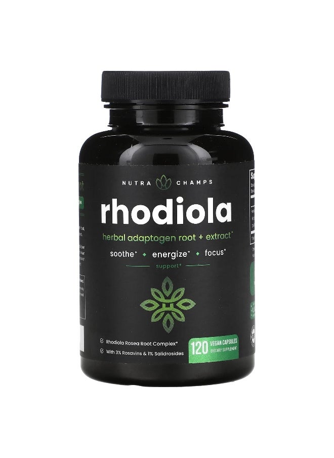 NutraChamps NutraChamps, Rhodiola, 600 mg, 120 Vegan Capsules (300 mg per Capsule)  - Image 1