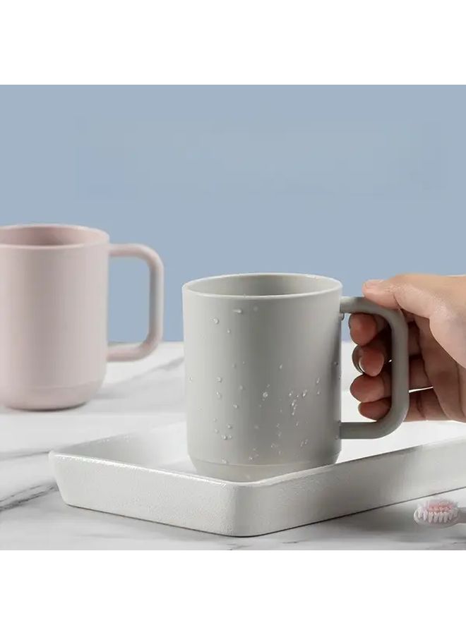 Light Pink Durable Plastic Mouthwash Cup With Handle Thick Drop Resistant Design For Home - Image 4