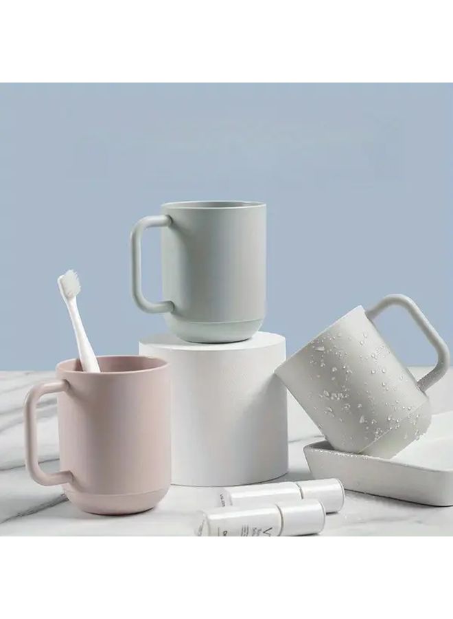 Light Pink Durable Plastic Mouthwash Cup With Handle Thick Drop Resistant Design For Home - Image 2