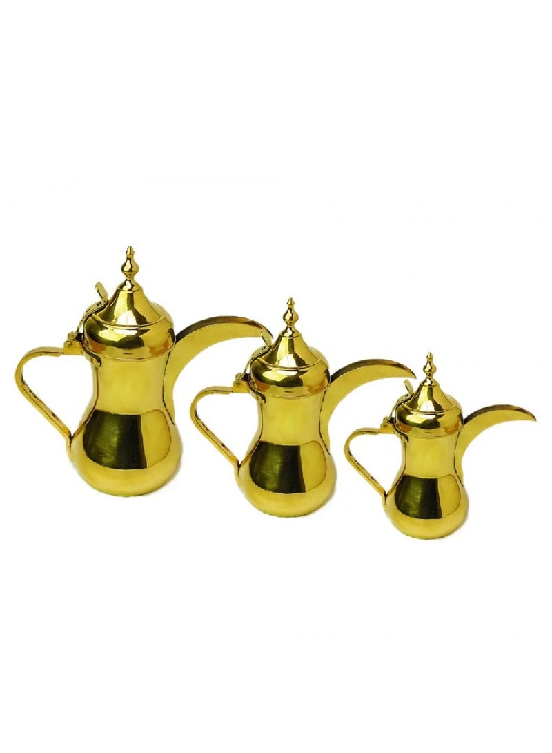 باصرة طقم دلة بغدادي للقهوة العربية ثلاثة مقاسات ذهبي لامع - Image 1