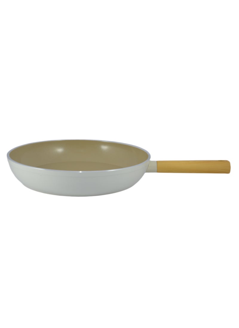 Homemaker Swiss Crystal High Quality Ceramic Coating Non-Stick Frypan - 32cm - Natural Wood Handle - Beige  - Image 1