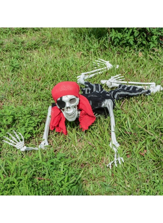 CCOVERY Festival Decor Life Size Imitation Skeleton, Full Body Realistic Human Bones with Adjustable Posable Joints, 165cm Pirate Styling Pose Skull Prop Decoration - Image 5