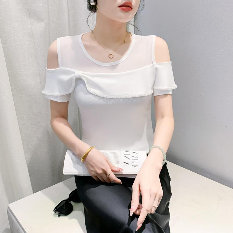 European 2024 Simple T-Shirt Casual Standard Regular Short-Sleeved Solid Color Base Shirt - Image 3