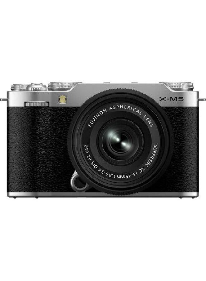 فوجي فيلم كاميرا رقمية X-M5 /15-45MM مجموعة (فضي) - Image 1