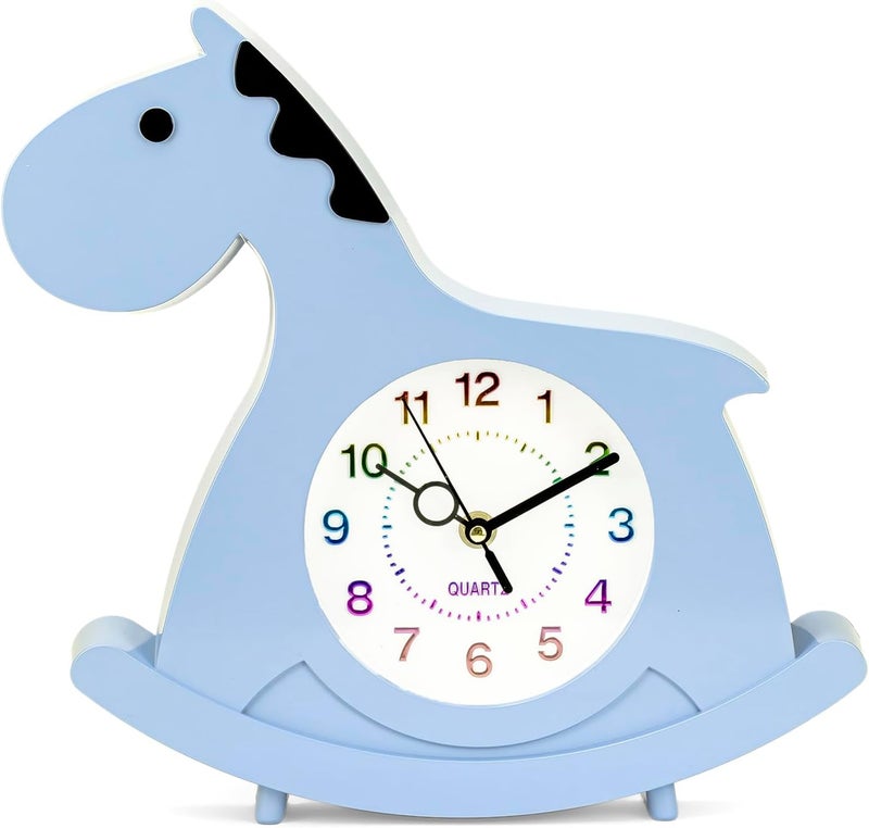 Cuisine Art Magical Horse Wall & Table Clock – Silent Non-Ticking Sweep Movement – 3D Cloud & Star Design for Kids Room – Standing or Hanging Décor Nursery Clock – Blue - Image 4