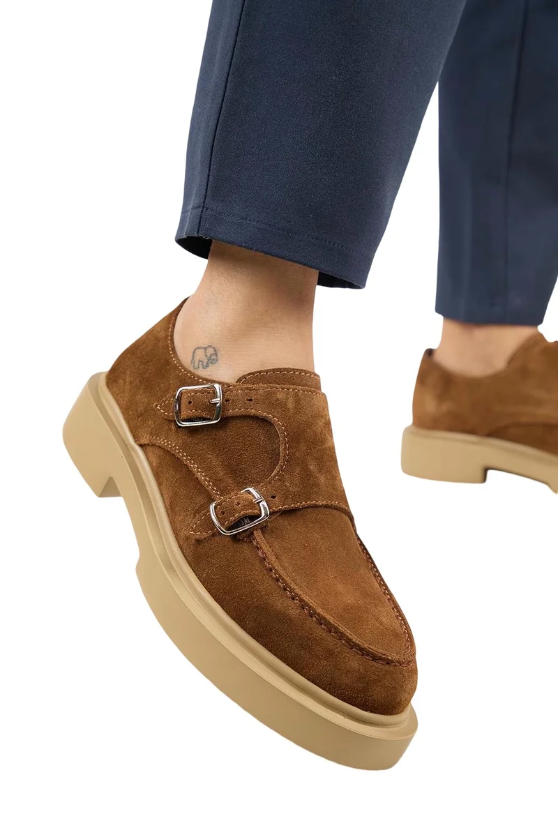 Manijero Manijero (Bonni) Women's Genuine Leather Double Buckle Tan Shoes