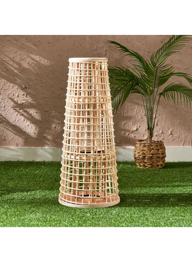 ديكر الخيزران الروطان وفانوس الخشب مع الزجاج نذري - Image 2