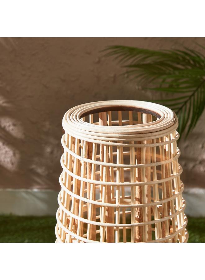 ديكر الخيزران الروطان وفانوس الخشب مع الزجاج نذري - Image 3