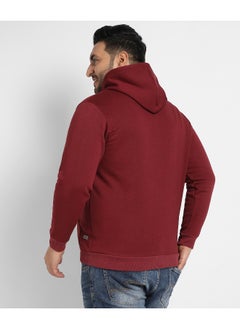 Instafab Plus Instafab Plus Men's Maroon Red Zip-Front Hoodie With Contrast Drawstring  - Image 3