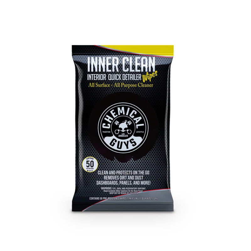 Chemical Guys PMWSPI66350 InnerClean Interior Quick Detailer & Protectant Wipes Mega 50 Pack, Safe for Cars, Trucks, SUVs, Jeeps, Motorcycles, RVs & More, (50 Ct) - Image 1