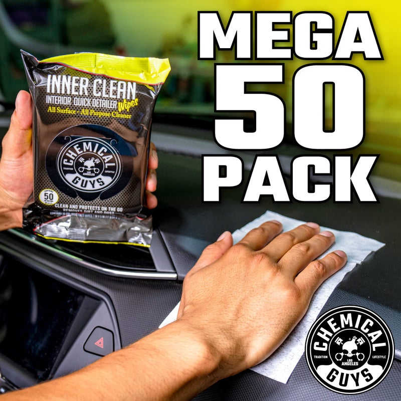 Chemical Guys PMWSPI66350 InnerClean Interior Quick Detailer & Protectant Wipes Mega 50 Pack, Safe for Cars, Trucks, SUVs, Jeeps, Motorcycles, RVs & More, (50 Ct) - Image 2