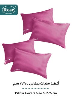 Rose ROSE Luxurious Striped Hotel Comforter, Premium Microfiber, Set of 6 pieces, Soft Lightweight, King size 260x240 cm, Fuchsia  - Image 4