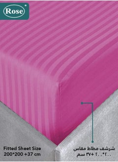 Rose ROSE Luxurious Striped Hotel Comforter, Premium Microfiber, Set of 6 pieces, Soft Lightweight, King size 260x240 cm, Fuchsia  - Image 3