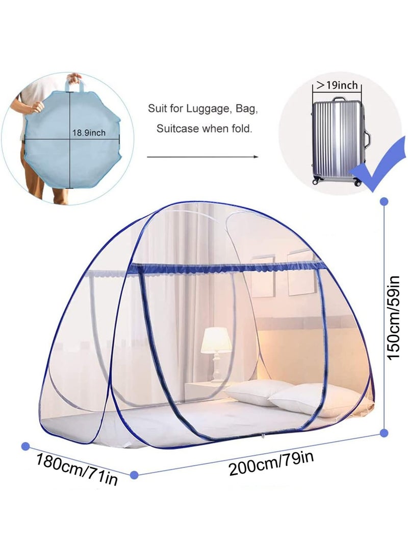 Generic Portable Pop Up Mosquito Net Tent, 180 * 200 * 150cm Foldable Mosquito Sleeping Net, Double Door Zip Portable Tent, Suit for Twin to King Size Bed, for Bed, Camping, Traveling Easy to Install  - Image 3