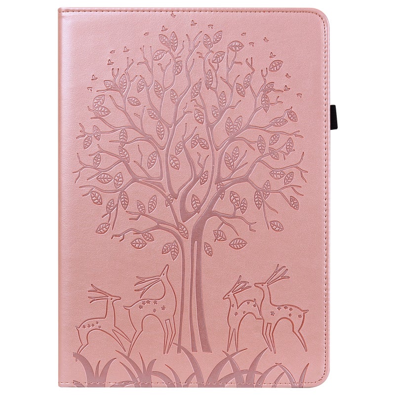 erorex For Xiaomi Redmi Pad 10.61 2022 Tree & Deer Pattern Pressed Printing Leather Tablet Case(Pink) - Image 2