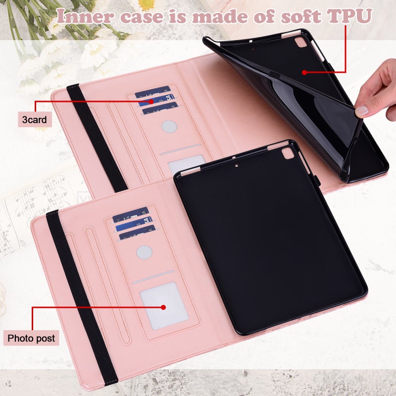 erorex For Xiaomi Redmi Pad 10.61 2022 Tree & Deer Pattern Pressed Printing Leather Tablet Case(Pink) - Image 5