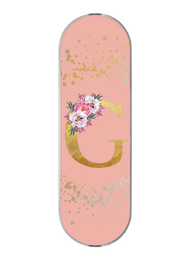 3-In-1 Universal Mobile Phone Grip Holder- Custom Monogram Initial Letter Floral Pattern Alphabet - G (Rose Pink)