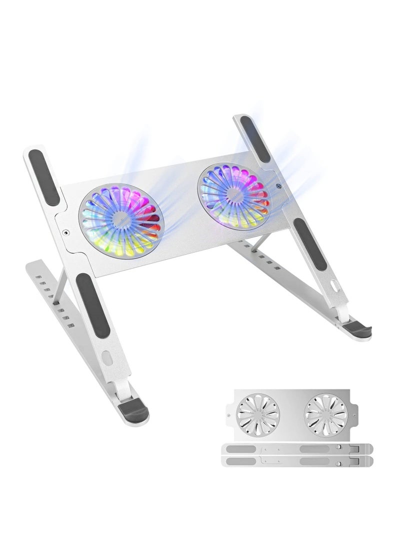 Captaintech Laptop Stand Laptop Cooling Pad For Desk, Portable Foldable Laptop Riser Adjustable Laptop Cooler Holder with Quiet Fans at 2700 RPM Compatible for 10-17.3" Notebook - Image 1