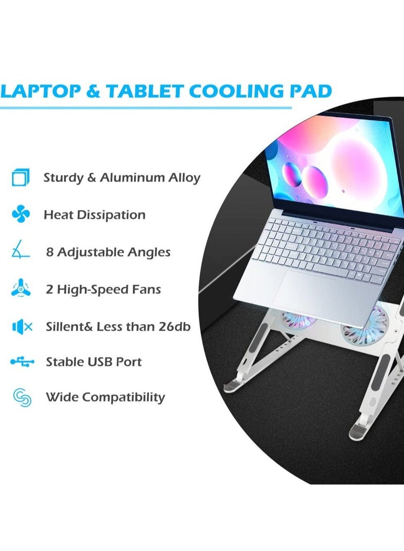 Captaintech Laptop Stand Laptop Cooling Pad For Desk, Portable Foldable Laptop Riser Adjustable Laptop Cooler Holder with Quiet Fans at 2700 RPM Compatible for 10-17.3" Notebook - Image 4