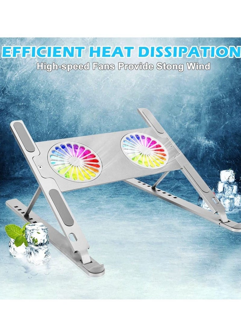 Captaintech Laptop Stand Laptop Cooling Pad For Desk, Portable Foldable Laptop Riser Adjustable Laptop Cooler Holder with Quiet Fans at 2700 RPM Compatible for 10-17.3" Notebook - Image 2