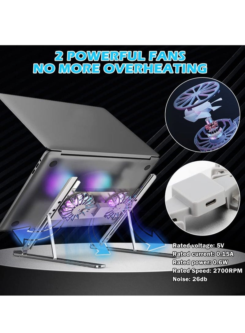Captaintech Laptop Stand Laptop Cooling Pad For Desk, Portable Foldable Laptop Riser Adjustable Laptop Cooler Holder with Quiet Fans at 2700 RPM Compatible for 10-17.3" Notebook - Image 3