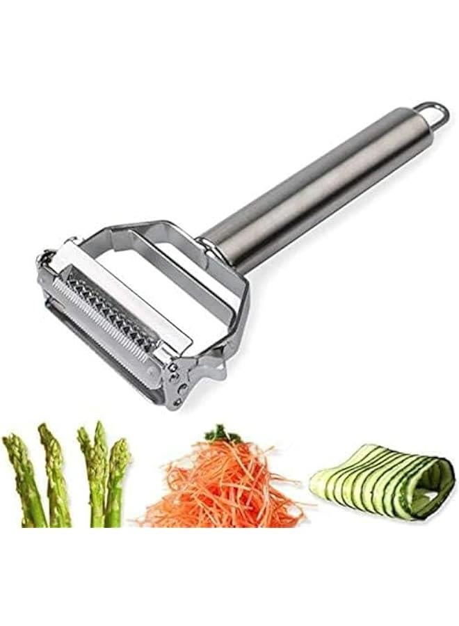 Julienne Peeler, Stainless Steel Vegetable Peeler, Double-Sided Blade Vegetable Julienne Cutter and Fruit Slicer, Dual Blade Multifunction Potato Peeler  - Image 1