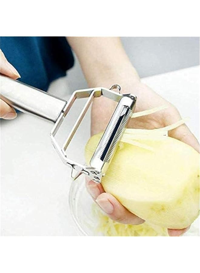 Julienne Peeler, Stainless Steel Vegetable Peeler, Double-Sided Blade Vegetable Julienne Cutter and Fruit Slicer, Dual Blade Multifunction Potato Peeler  - Image 2