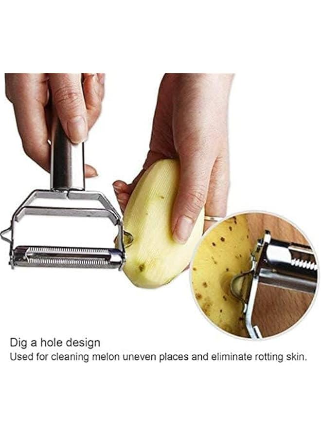 Julienne Peeler, Stainless Steel Vegetable Peeler, Double-Sided Blade Vegetable Julienne Cutter and Fruit Slicer, Dual Blade Multifunction Potato Peeler  - Image 3