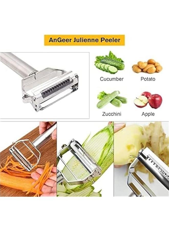 Julienne Peeler, Stainless Steel Vegetable Peeler, Double-Sided Blade Vegetable Julienne Cutter and Fruit Slicer, Dual Blade Multifunction Potato Peeler  - Image 4