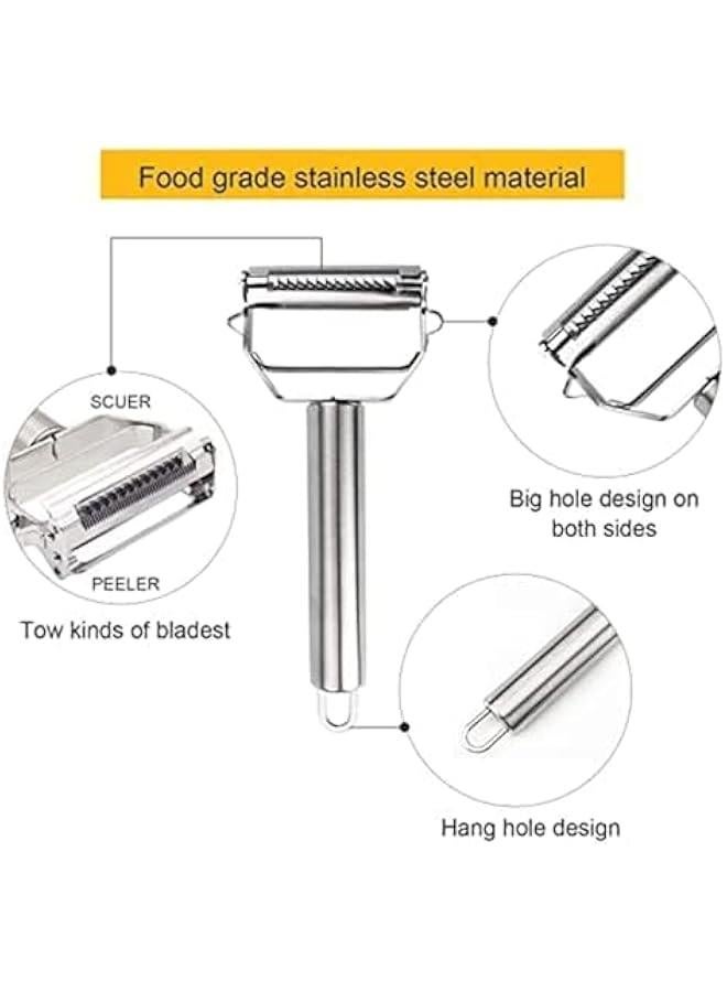 Julienne Peeler, Stainless Steel Vegetable Peeler, Double-Sided Blade Vegetable Julienne Cutter and Fruit Slicer, Dual Blade Multifunction Potato Peeler  - Image 5