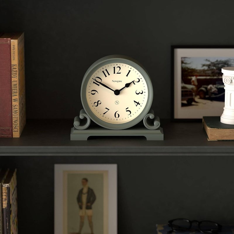 NEWGATE ® Divisadero Mantel Clock | Traditional Double Scroll Design | Asparagus Green | Classic Style for Desk, Table top, Shelf or Bedside - Image 3