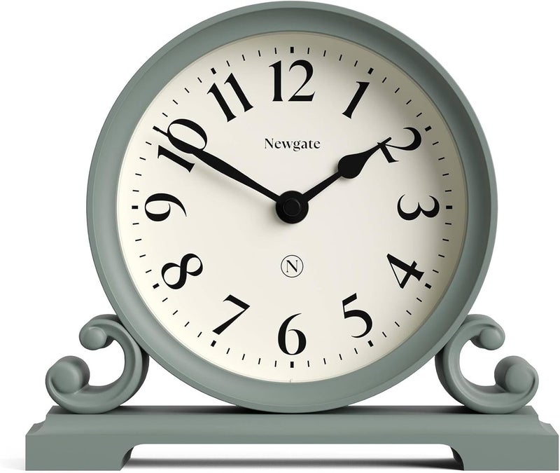 NEWGATE ® Divisadero Mantel Clock | Traditional Double Scroll Design | Asparagus Green | Classic Style for Desk, Table top, Shelf or Bedside - Image 1