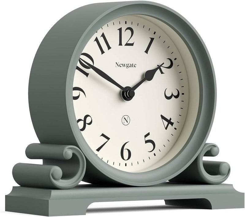 NEWGATE ® Divisadero Mantel Clock | Traditional Double Scroll Design | Asparagus Green | Classic Style for Desk, Table top, Shelf or Bedside - Image 2