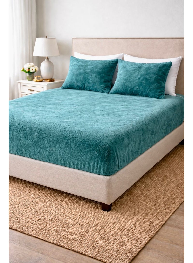 Yarlin - Fitted Fleece 180*200*30 - With 2 Pillowcases 50*70-Teal
