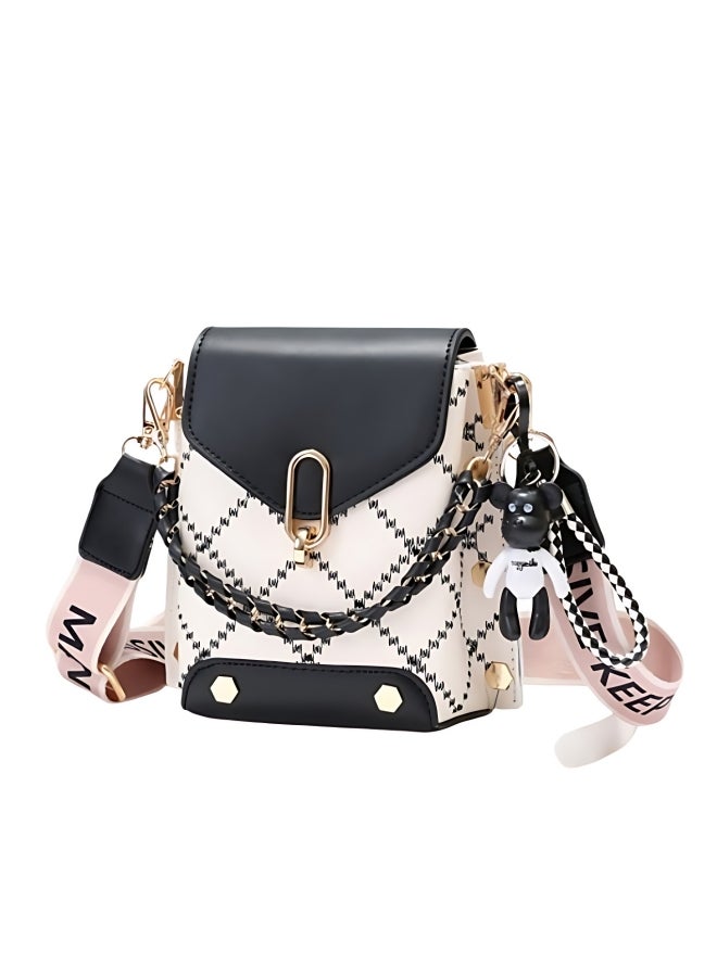 Women's Versatile Plaid Shoulder Bag, Ladies Exquisite Hanging Bucket Bag Crossbody Bag Sling Bag Side Bag Carry Bag, PU Leather Satchel Bag Phone Bag Handbag Clutch Bag for Girls/College Students - Image 1