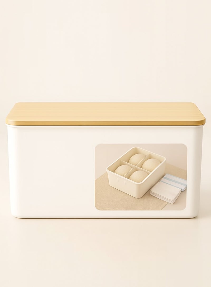 Underwear Organizer Box with Wooden Lid - Stylish Design for Tidy and Clean Storage