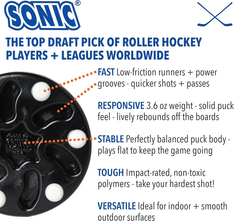 SONIC Roller Hockey Puck, Official Game Puck, Low Bounce, Glides Fast and Flat, Assorted Colors, Made in USA - Image 2