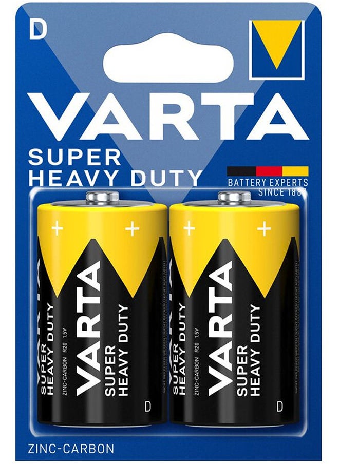 فارتا حزمة من 2 بطارية من الكربون والزنك Varta Superlife R20P D 