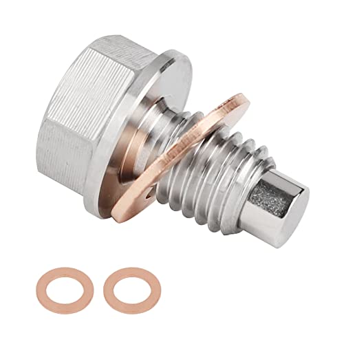 M12 x 175 Oil Drain Plug Stainless Steel Magnetic Oil Drain Plug with Neodymium Magnet Fits for Chevy GMC Jeep Buick Cadillac Lincoln Ford Mazda Mercury And More Vehicles