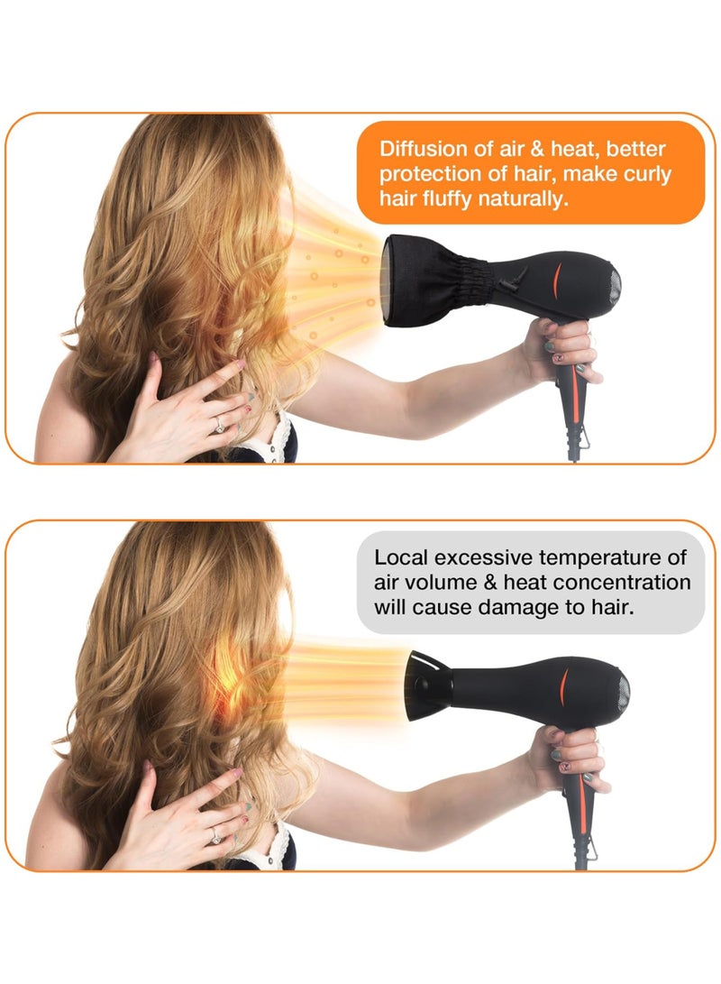 قطعتان من موزع مجفف الشعر، غطاء موزع عالمي لتوصيل مجفف الشعر، غطاء نيلون مزدوج الطبقة لمجفف الشعر للشعر المجعد، موزع سفر قابل للطي مع شريط مطاطي لمجفف الشعر - Image 2