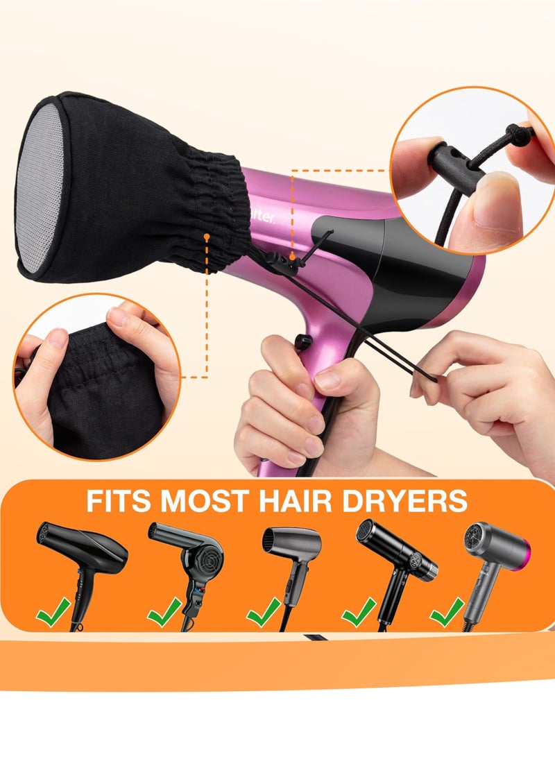 قطعتان من موزع مجفف الشعر، غطاء موزع عالمي لتوصيل مجفف الشعر، غطاء نيلون مزدوج الطبقة لمجفف الشعر للشعر المجعد، موزع سفر قابل للطي مع شريط مطاطي لمجفف الشعر - Image 3