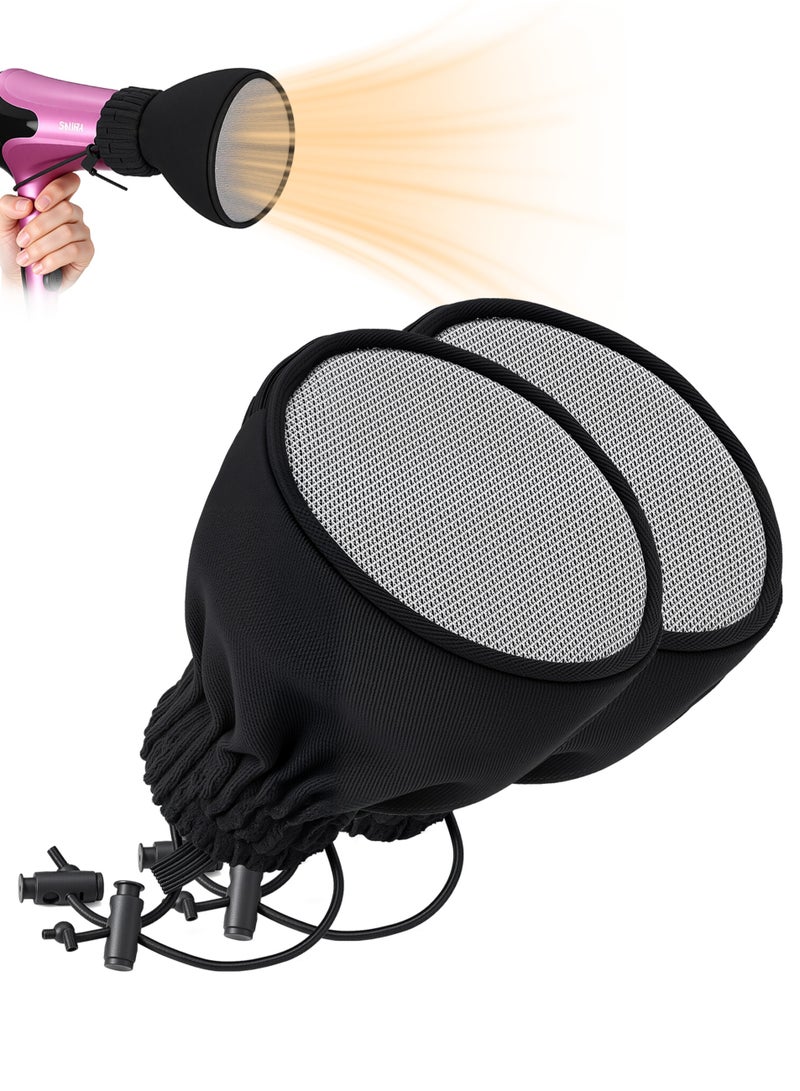 قطعتان من موزع مجفف الشعر، غطاء موزع عالمي لتوصيل مجفف الشعر، غطاء نيلون مزدوج الطبقة لمجفف الشعر للشعر المجعد، موزع سفر قابل للطي مع شريط مطاطي لمجفف الشعر - Image 1