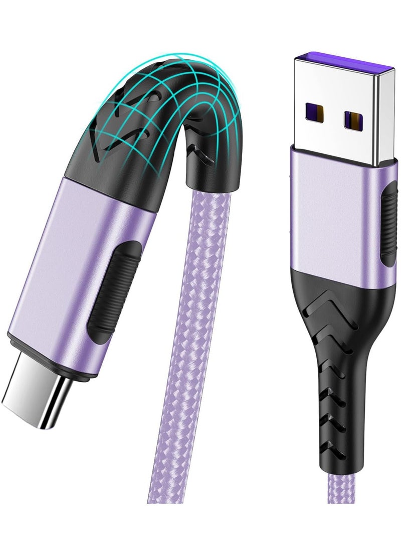 General USB C Charger Cable, 2Pack 10ft Fast Charging USB Type C Cord Cable for Android Phone Pad Laptop, USB A to USB C Type C Charger Cable Compatible with iPhone 15 Pro/Plus/Max-Light Purple  - Image 1