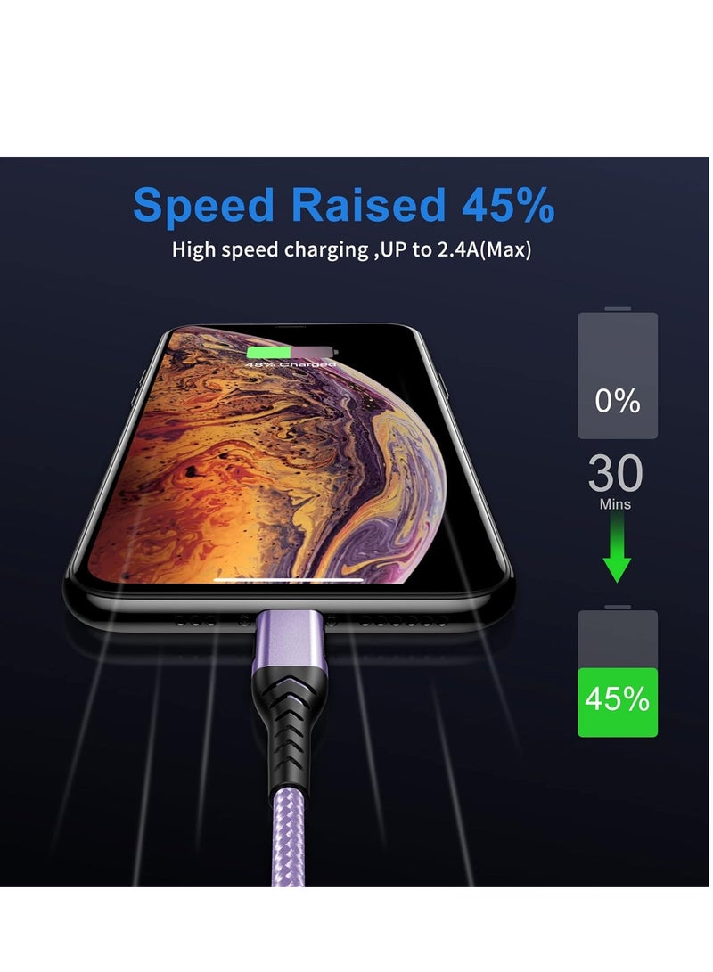 General USB C Charger Cable, 2Pack 10ft Fast Charging USB Type C Cord Cable for Android Phone Pad Laptop, USB A to USB C Type C Charger Cable Compatible with iPhone 15 Pro/Plus/Max-Light Purple  - Image 2