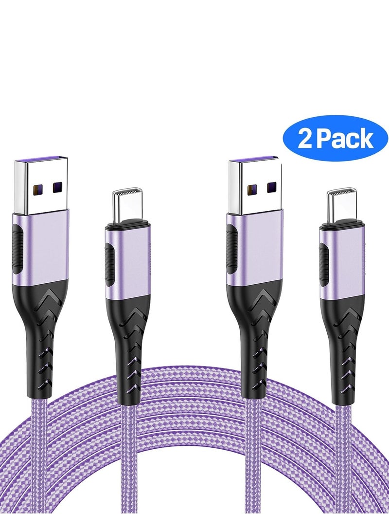 General USB C Charger Cable, 2Pack 10ft Fast Charging USB Type C Cord Cable for Android Phone Pad Laptop, USB A to USB C Type C Charger Cable Compatible with iPhone 15 Pro/Plus/Max-Light Purple  - Image 4